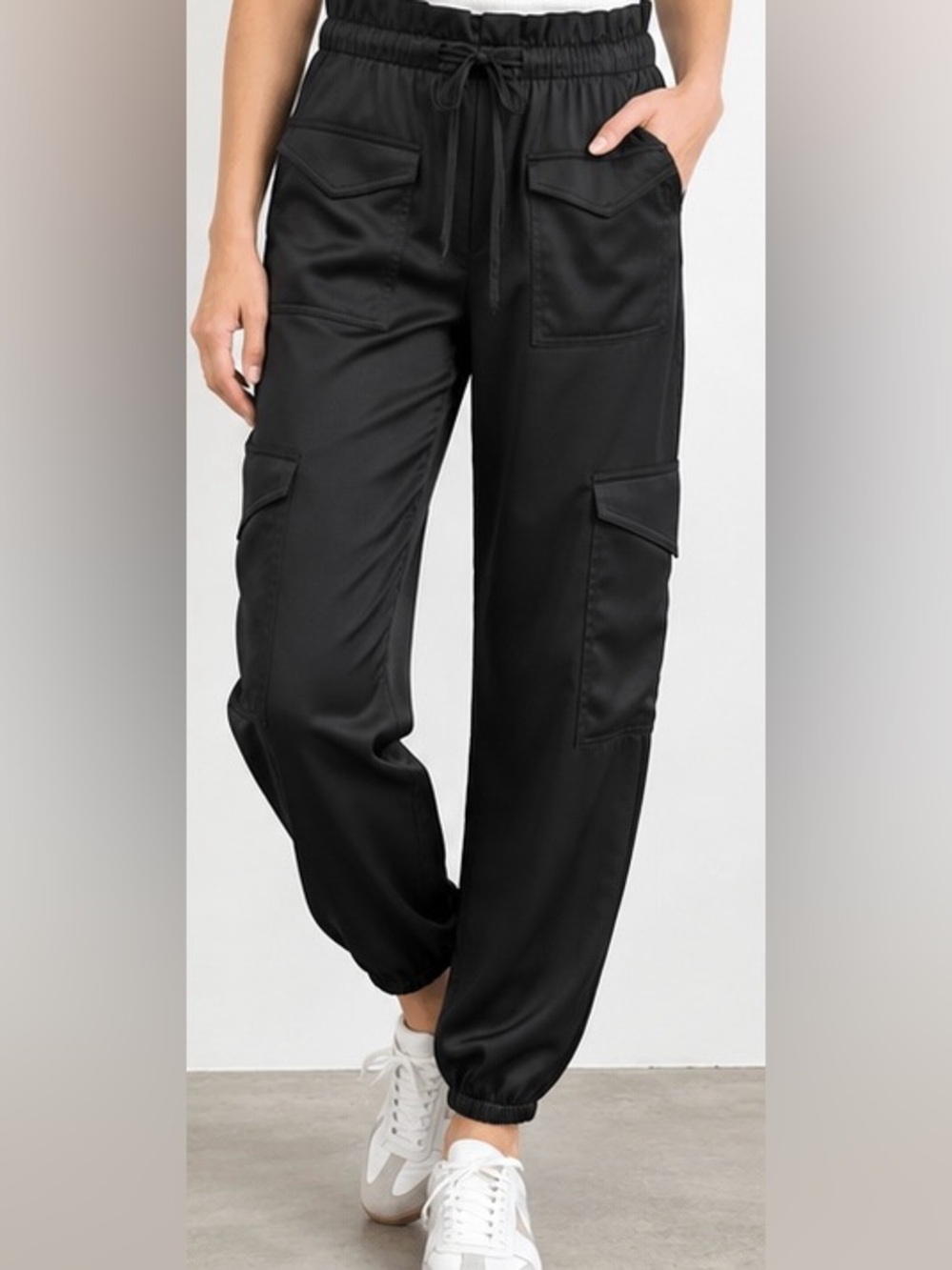 Banana Republic Factory Satin Cargo Joggers | Black | XS | NWOT